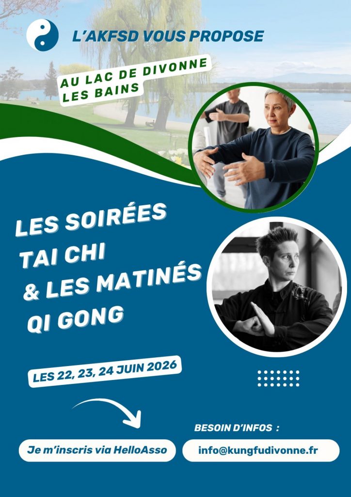Affiche info sur les matinées Qi Gong et Soirées Tai Chi